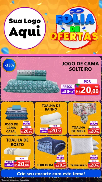 Modelo de Rede Social para Stories com o tema Folia de Ofertas para Cama, Mesa e Banho