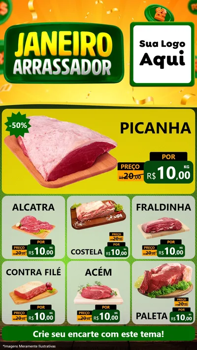 Modelo de Rede Social para Stories com o tema Janeiro Arrasador para Açougue