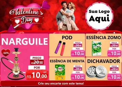 Modelo de Encarte para Encarte A4 Horizontal com o tema Valentine's Day para Tabacaria