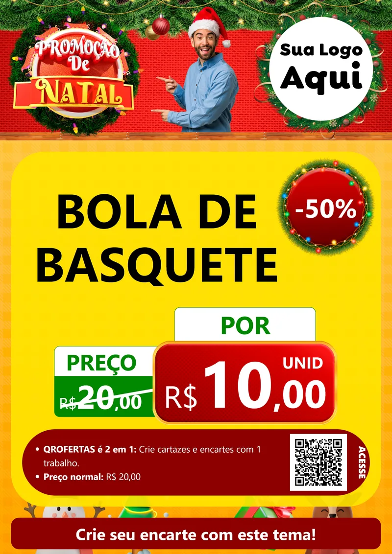 Modelo de Cartaz para Cartaz A4 Vertical com o tema Promoção de Natal para Artigos Esportivos