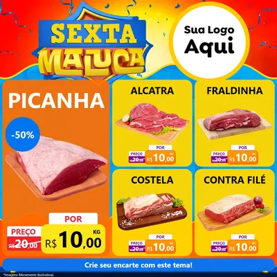 Modelo de Rede Social para Feed Facebook com o tema Sexta Maluca para Açougue