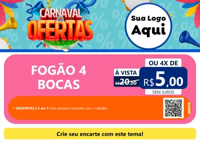 Modelo de Cartaz para Cartaz A4 Horizontal com o tema Carnaval de Ofertas para Móveis e Eletro