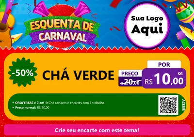 Modelo de Cartaz para Cartaz A4 Horizontal com o tema Esquenta de Carnaval para Produtos Naturais