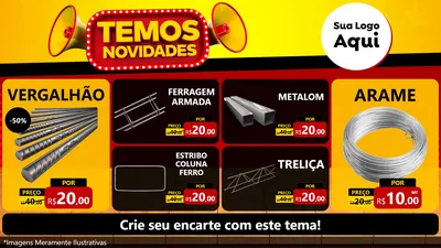 Modelo de TV para TV Horizontal com o tema Temos Novidades para Ferragens