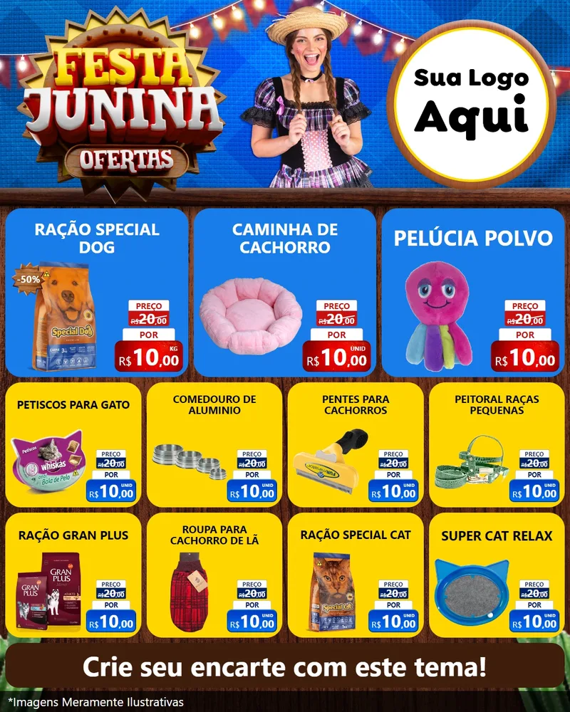Modelo de Rede Social para Feed Instagram com o tema Festa Junina Ofertas para Pet Shop