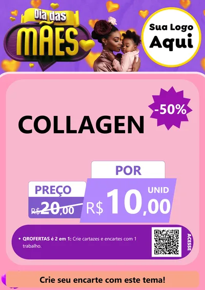 Modelo de Cartaz para Cartaz A4 Vertical com o tema Dia das Mães para Suplementos alimentares