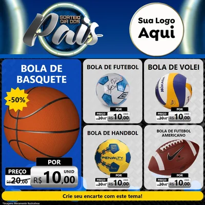 Modelo de Rede Social para Feed Facebook com o tema Sorteio Dia Dos Pais para Artigos Esportivos