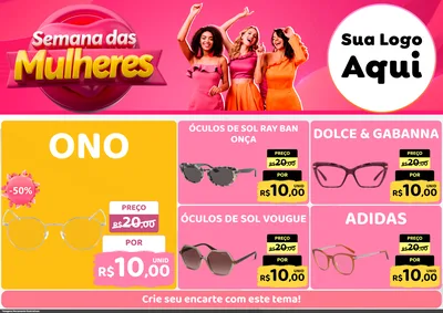 Modelo de Encarte para Encarte A4 Horizontal com o tema Semana das Mulheres para Óticas