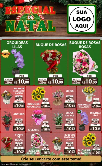 Modelo de Encarte para Encarte Grande com o tema Especial de Natal para Floricultura e jardim