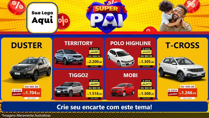Modelo de TV para TV Horizontal com o tema Super Pai para Concessionaria de Carros