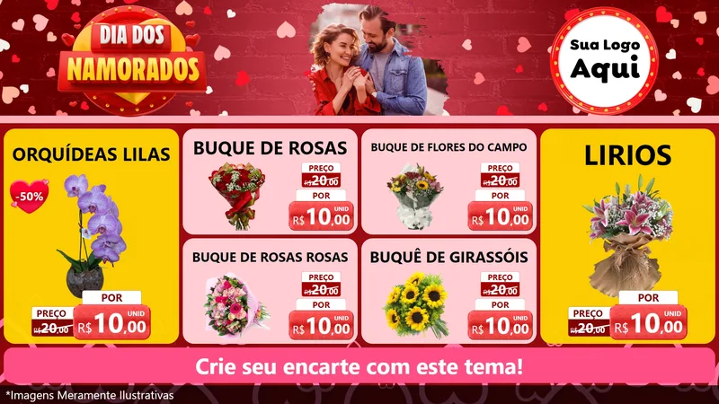 Modelo de TV para TV Horizontal com o tema Dia Dos Namorados para Floricultura e jardim
