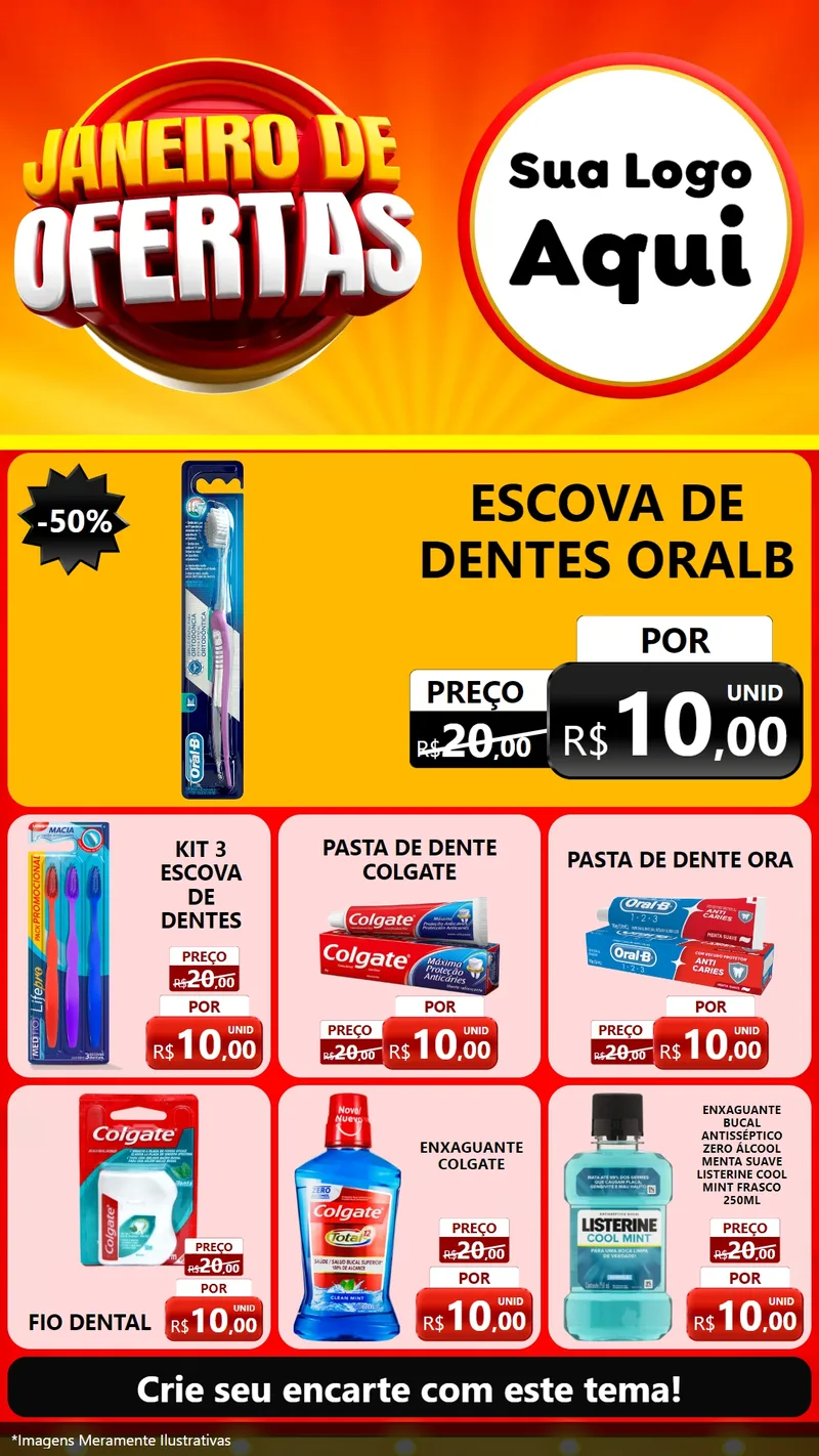 Modelo de Rede Social para Stories com o tema Janeiro de Ofertas para Higiene Pessoal