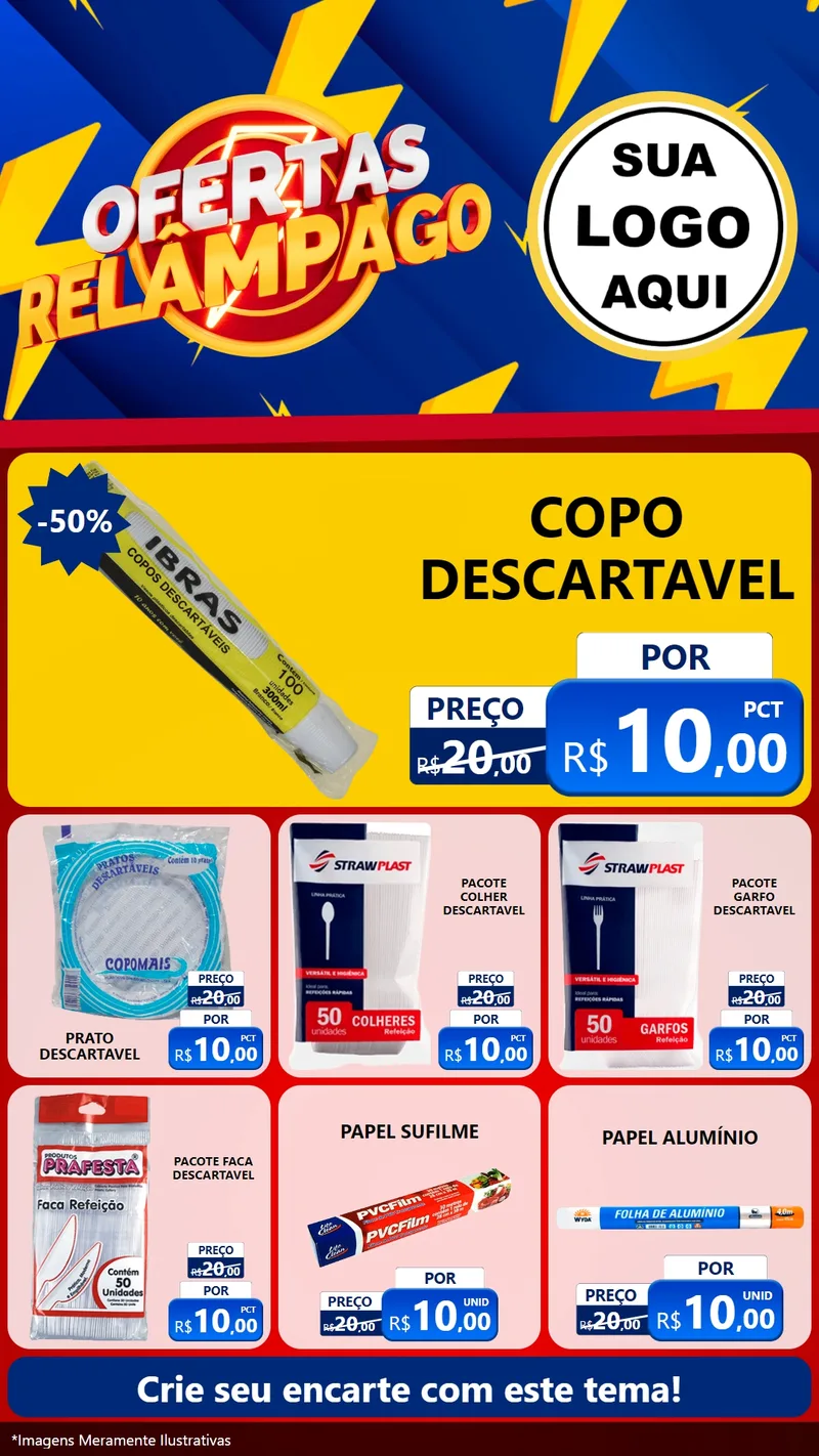 Modelo de Rede Social para Stories com o tema Ofertas Relâmpago para Embalagens