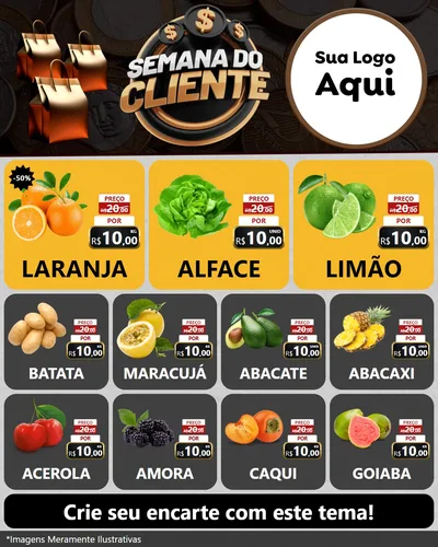 Modelo de Rede Social para Feed Instagram com o tema Semana do Cliente para Hortifrúti