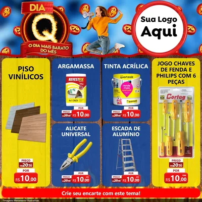 Modelo de Rede Social para Feed Facebook com o tema Dia Q - O Dia Mais Barato Do Mês para Material para Construção