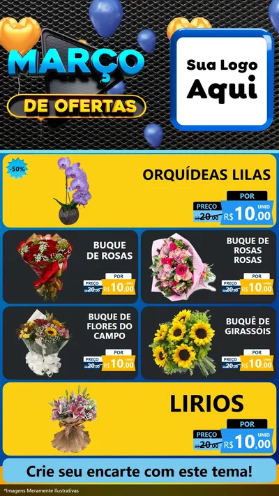 Modelo de TV para TV Vertical com o tema Março de Ofertas para Floricultura e jardim