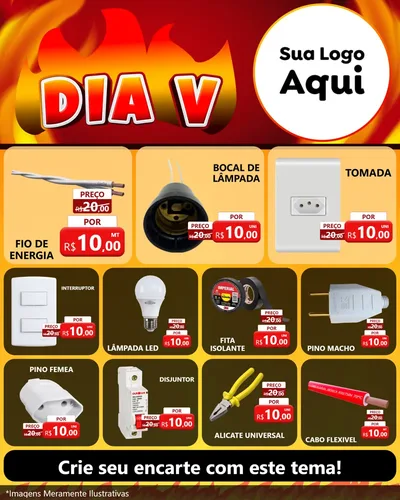 Modelo de Rede Social para Feed Instagram com o tema Dia V para Materiais Elétricos