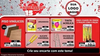 Modelo de TV para TV Horizontal com o tema Promoção de Aniversário - 15 Anos para Material para Construção