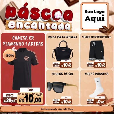 Modelo de Rede Social para Feed Facebook com o tema Páscoa Encantada para Roupas e acessórios