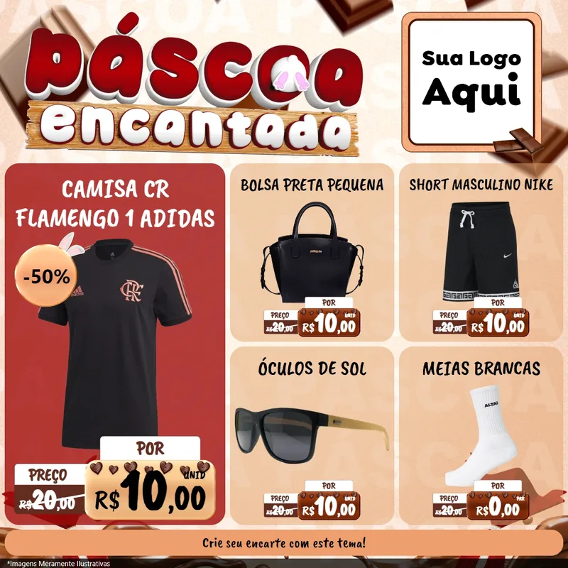 Modelo de Rede Social para Feed Facebook com o tema Páscoa Encantada para Roupas e acessórios