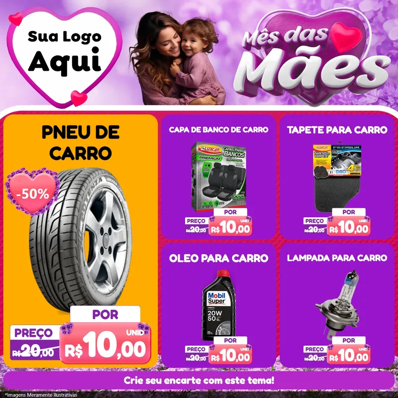 Modelo de Rede Social para Feed Facebook com o tema Mês das Mães para Auto peças