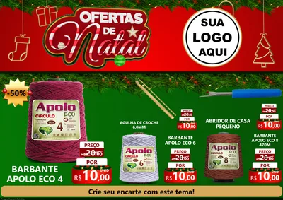 Modelo de Encarte para Encarte A4 Horizontal com o tema Ofertas de Natal para Armarinho e Aviamentos
