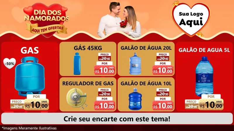 Modelo de TV para TV Horizontal com o tema Dia dos Namorados - Aqui Tem Ofertas para Água e gás
