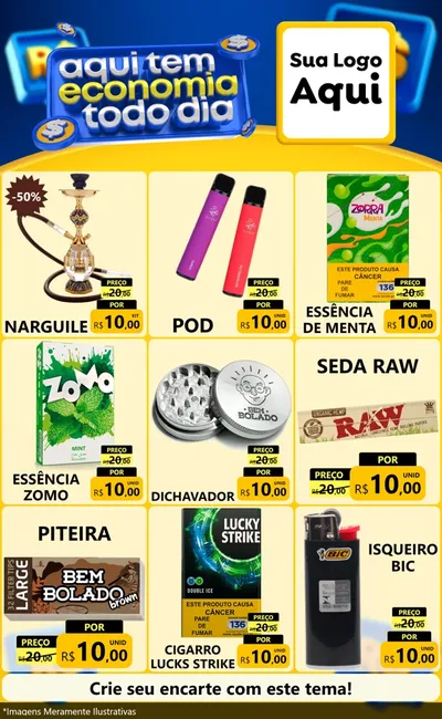 Modelo de Encarte para Encarte Grande com o tema Aqui Tem Economia Todo Dia para Tabacaria