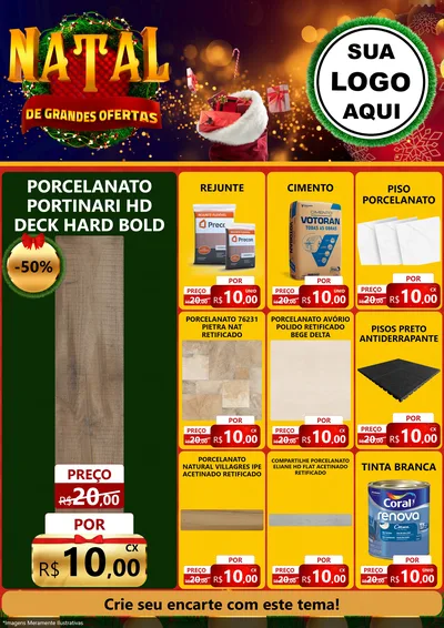 Modelo de Encarte para Encarte A4 Vertical com o tema Natal de Grandes Ofertas para Pisos e revestimentos