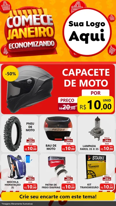 Modelo de Rede Social para Stories com o tema Comece Janeiro Economizando para Moto peças