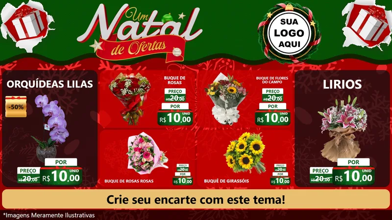 Modelo de TV para TV Horizontal com o tema Um Natal de Ofertas para Floricultura e jardim