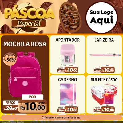 Modelo de Rede Social para Feed Facebook com o tema Páscoa Especial para Papelaria