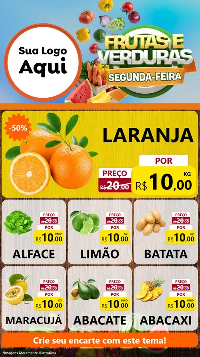 Modelo de Rede Social para Stories com o tema Frutas e Verduras Segunda-feira para Hortifrúti