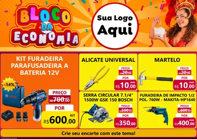 Modelo de Encarte para Encarte A4 Horizontal com o tema Bloco da Economia para Maquinas e Ferramentas