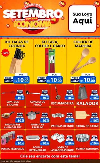 Modelo de Encarte para Encarte Grande com o tema Operação Setembro Com Muita Economia para Utilidades Domésticas