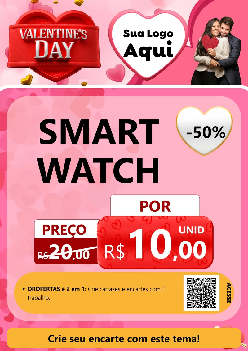 Modelo de Cartaz para Cartaz A4 Vertical com o tema Valentine's Day para Informática