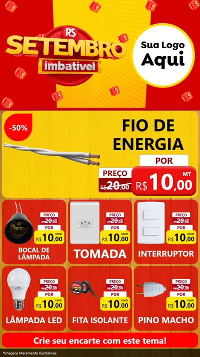 Modelo de Rede Social para Stories com o tema Setembro Imbatível para Materiais Elétricos