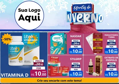 Modelo de Encarte para Encarte A4 Horizontal com o tema Ofertas de Inverno para Farmácia