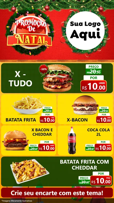 Modelo de TV para TV Vertical com o tema Promoção de Natal para Hamburgueria
