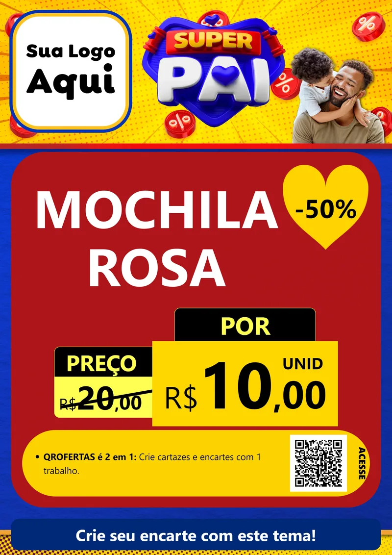 Modelo de Cartaz para Cartaz A4 Vertical com o tema Super Pai para Papelaria