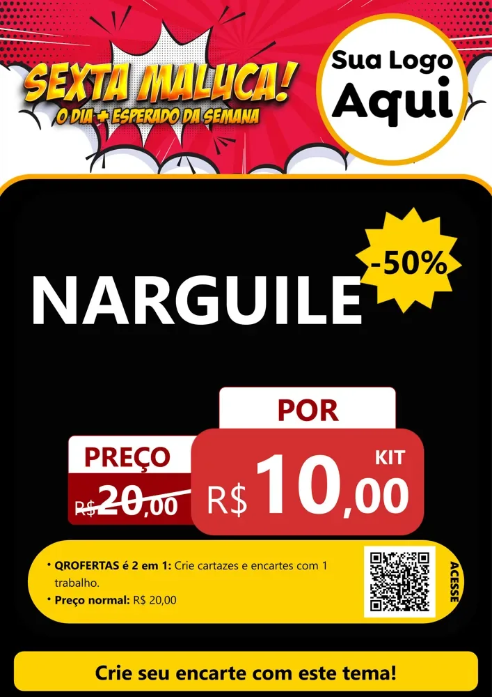 Modelo de Cartaz para Cartaz A4 Vertical com o tema Sexta Maluca! para Tabacaria