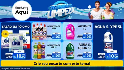 Modelo de TV para TV Horizontal com o tema Segunda da Limpeza para Produtos de Limpeza