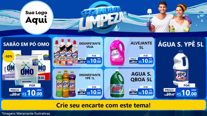 Modelo de TV para TV Horizontal com o tema Segunda da Limpeza para Produtos de Limpeza