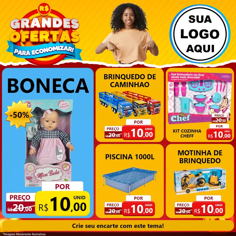 Modelo de Rede Social para Feed Facebook com o tema Grandes Ofertas Para Economizar! para Brinquedos