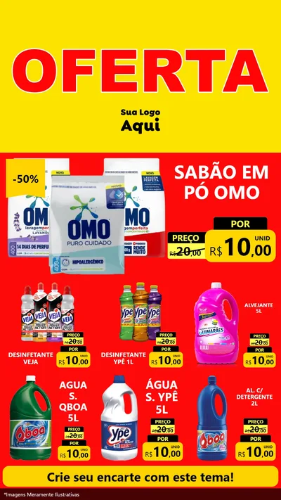Modelo de Rede Social para Stories com o tema OFERTA - Vermelho Cartaz para Produtos de Limpeza