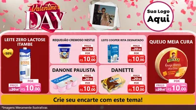 Modelo de TV para TV Horizontal com o tema Valentine's Day para Frios e Laticínios