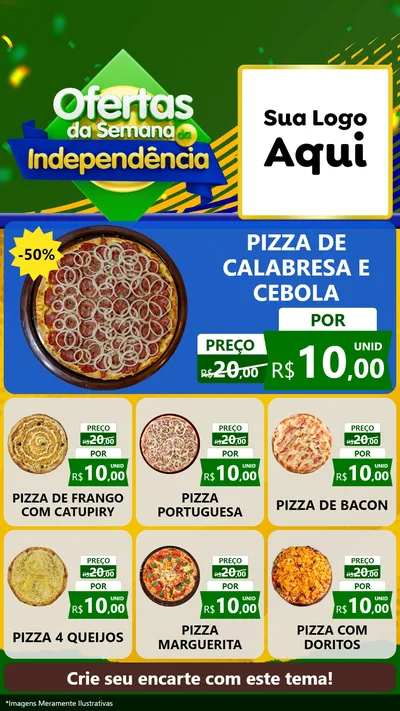 Modelo de Rede Social para Stories com o tema Ofertas da Semana da Independência para Pizzaria