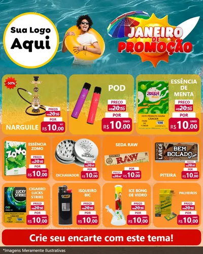 Modelo de Rede Social para Feed Instagram com o tema Janeiro de Promoção para Tabacaria