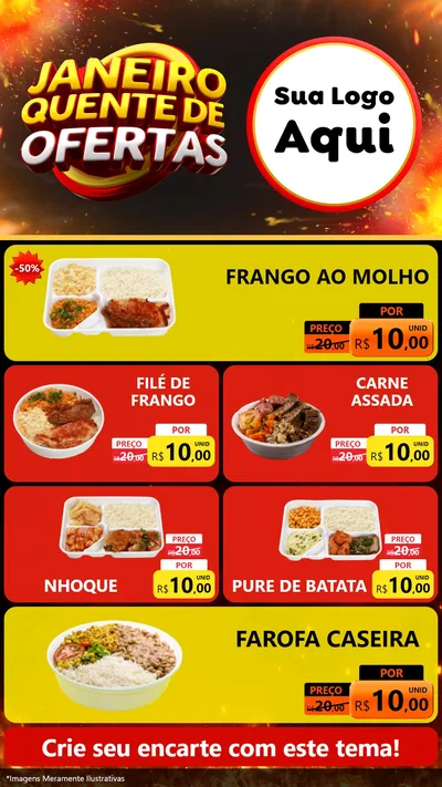 Modelo de TV para TV Vertical com o tema Janeiro Quente de Ofertas para Restaurante