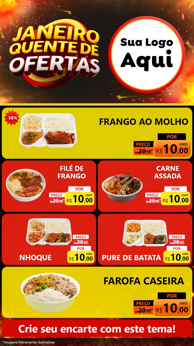 Modelo de TV para TV Vertical com o tema Janeiro Quente de Ofertas para Restaurante